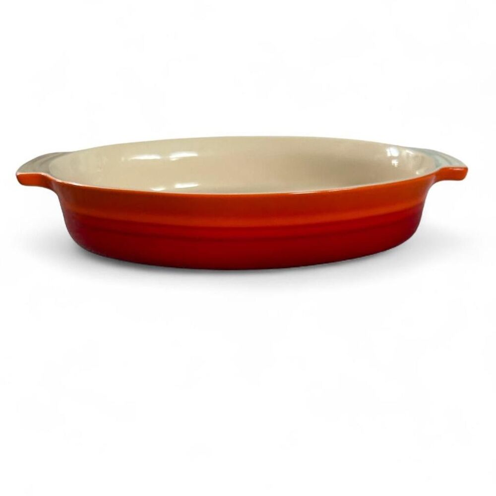 Large Le Creuset Heritage Volcanic Or Flame Orange Oval Au Gratin Dish